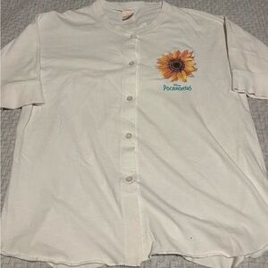Vintage Pocahontas Disney Movie Promo Button Up Short Sleeve Shirt Size M